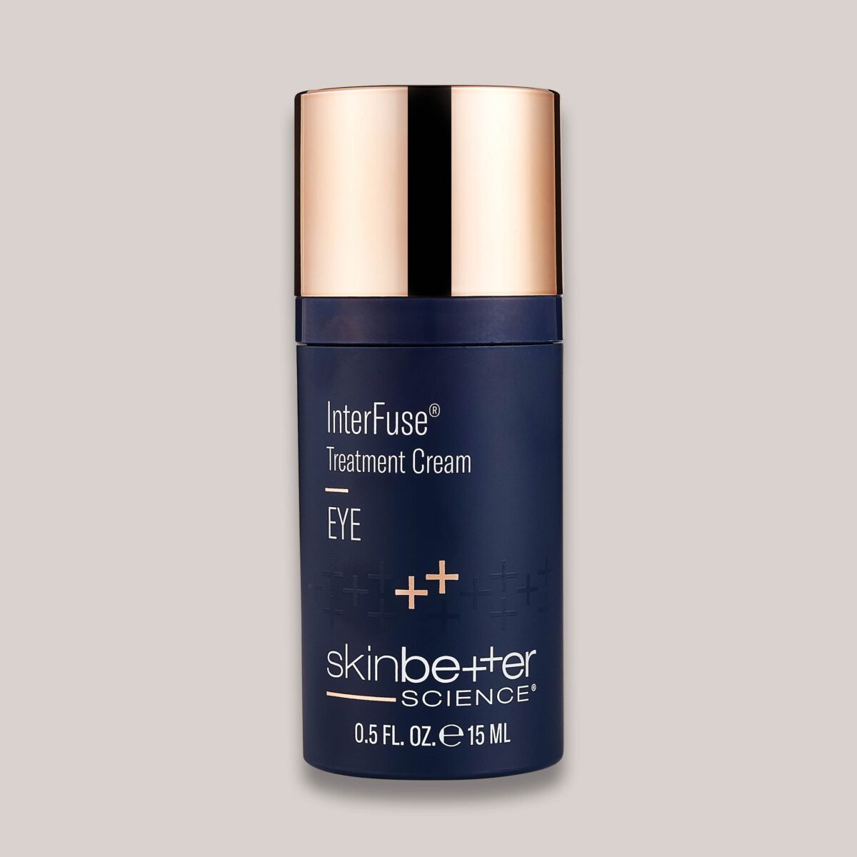 A high-resolution image of the InterFuse Treatment Cream EYE, 15 ml, showcasing the sleek packaging and the cream’s powerful formula designed to target fine lines, wrinkles, and puffiness around the delicate eye area for a smoother, firmer appearance.