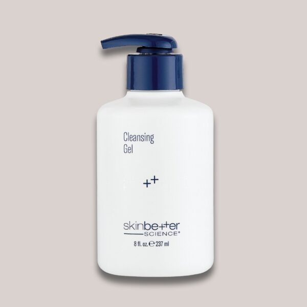 A high-resolution image of the SkinBetter Cleansing Gel, 8 fl oz, showcasing its sleek and modern packaging design while highlighting its gentle yet effective formula for removing impurities and cleansing the skin.