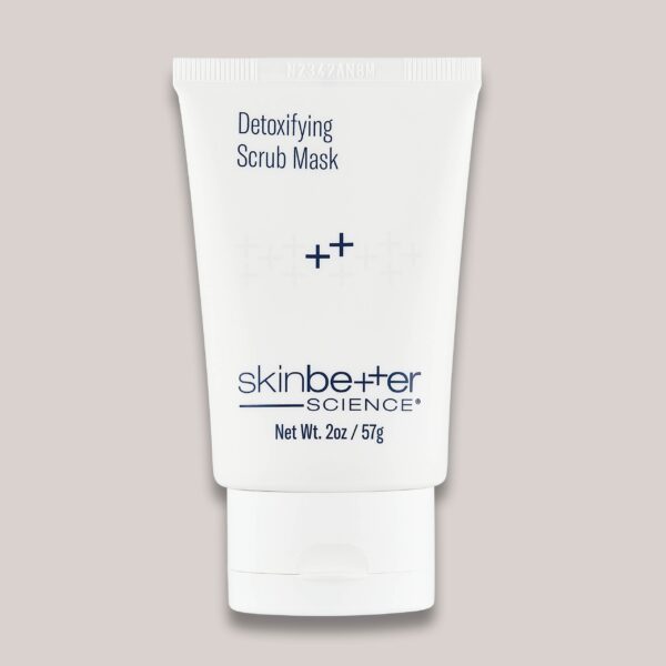 A high-resolution image of the Detoxifying Scrub Mask, 2 oz, highlighting the product’s sleek packaging and its deep-cleansing formula designed to detoxify the skin, remove impurities, and provide gentle exfoliation for a refreshed complexion.