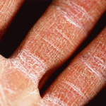 close up of dry skin on hands and fingers