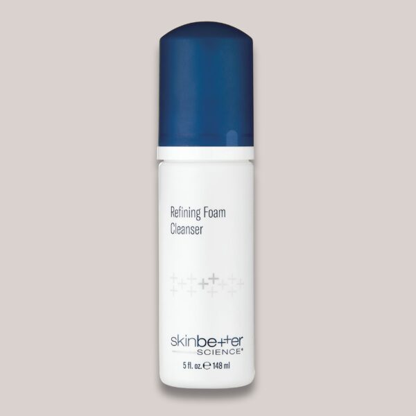 A high-resolution image of the SkinBetter Refining Foam Cleanser, 5 fl. oz., showcasing the product’s sleek packaging and its gentle yet effective foam formula designed to cleanse, refine pores, and improve skin texture.