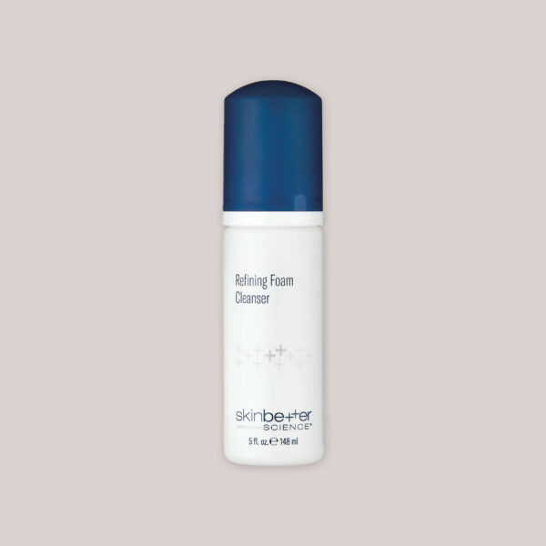 A high-resolution image of the SkinBetter Refining Foam Cleanser, Travel Size (50 ml), showcasing the product’s sleek packaging and its gentle yet effective foam formula designed to cleanse, refine pores, and improve skin texture.