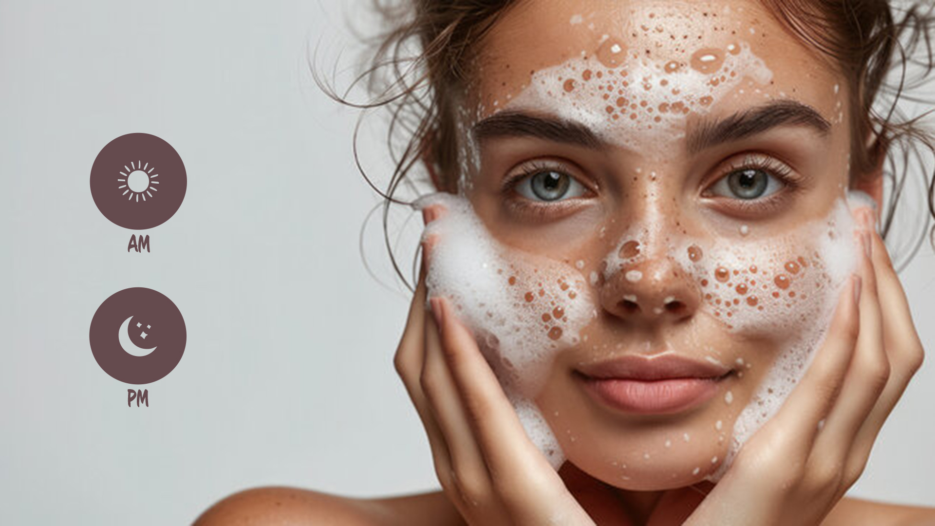 a woman washing face